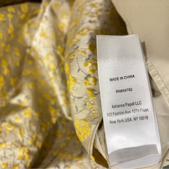 Stunning Adrianna Papell Cream and Yellow Floral Jacquard Fit Flare Midi Dress - Picture 4 of 5